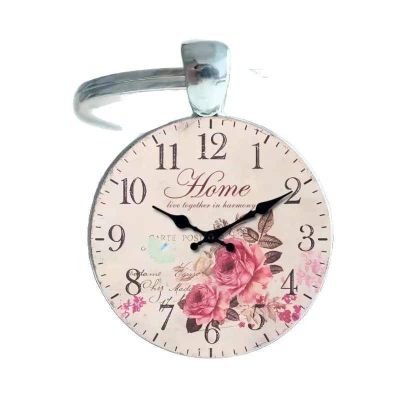 Fashionable Watch Dial Pendant Keychain – Round Glass & Alloy Clock Face Keyring, Creative Decorative Accessory for Keys, Bags & Backpacks